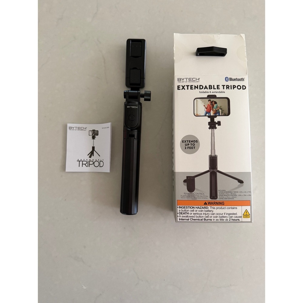 Bytech Extendable‎ Tripod Bluetooth Remote Selfie Stick Black BY-PG-MC-200-BK